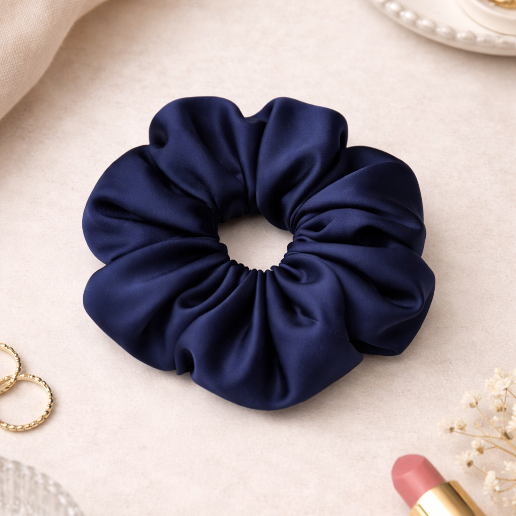Scrunchie saténová gumička SINOA navy blue3